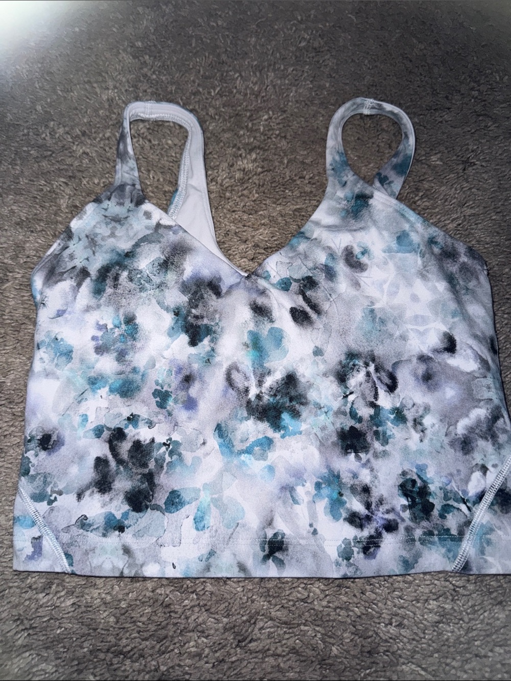 lululemon athletica Blue Gray Floral-Print Sports Bra Tank